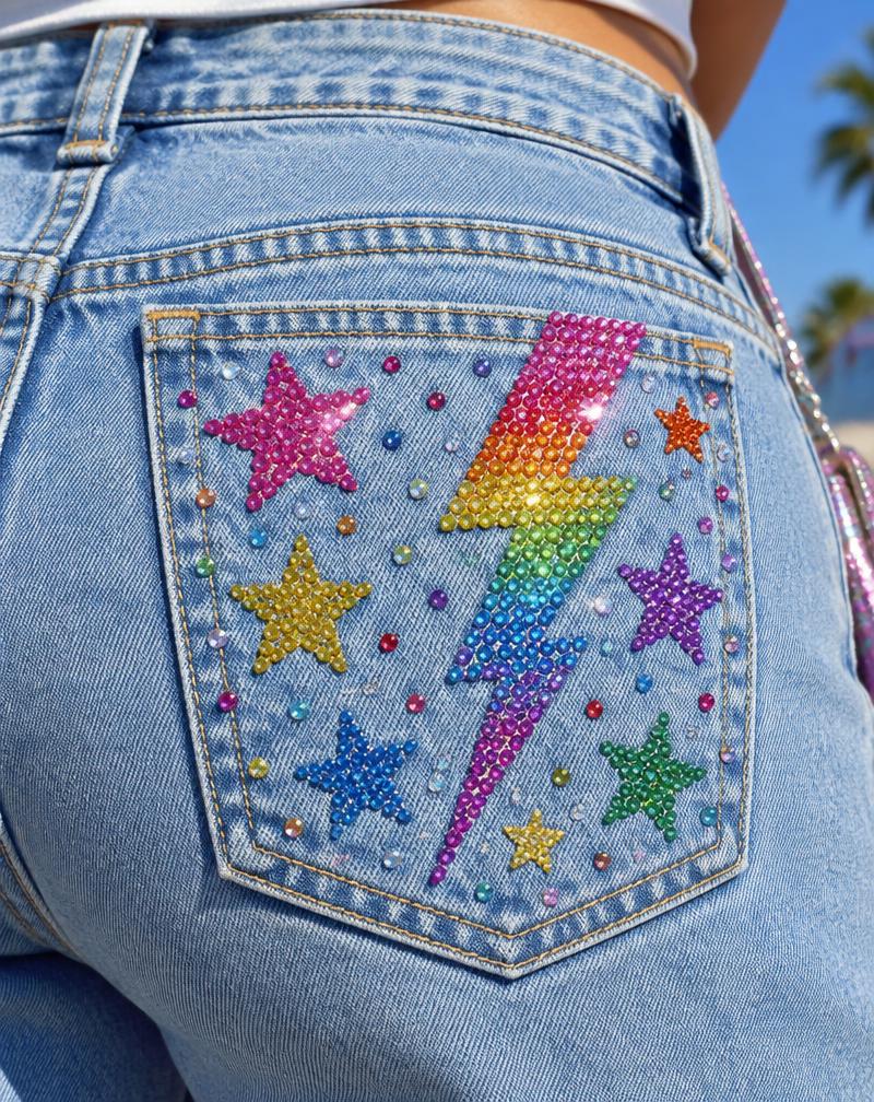 Jeans bedazzled met Ziveri steentjes