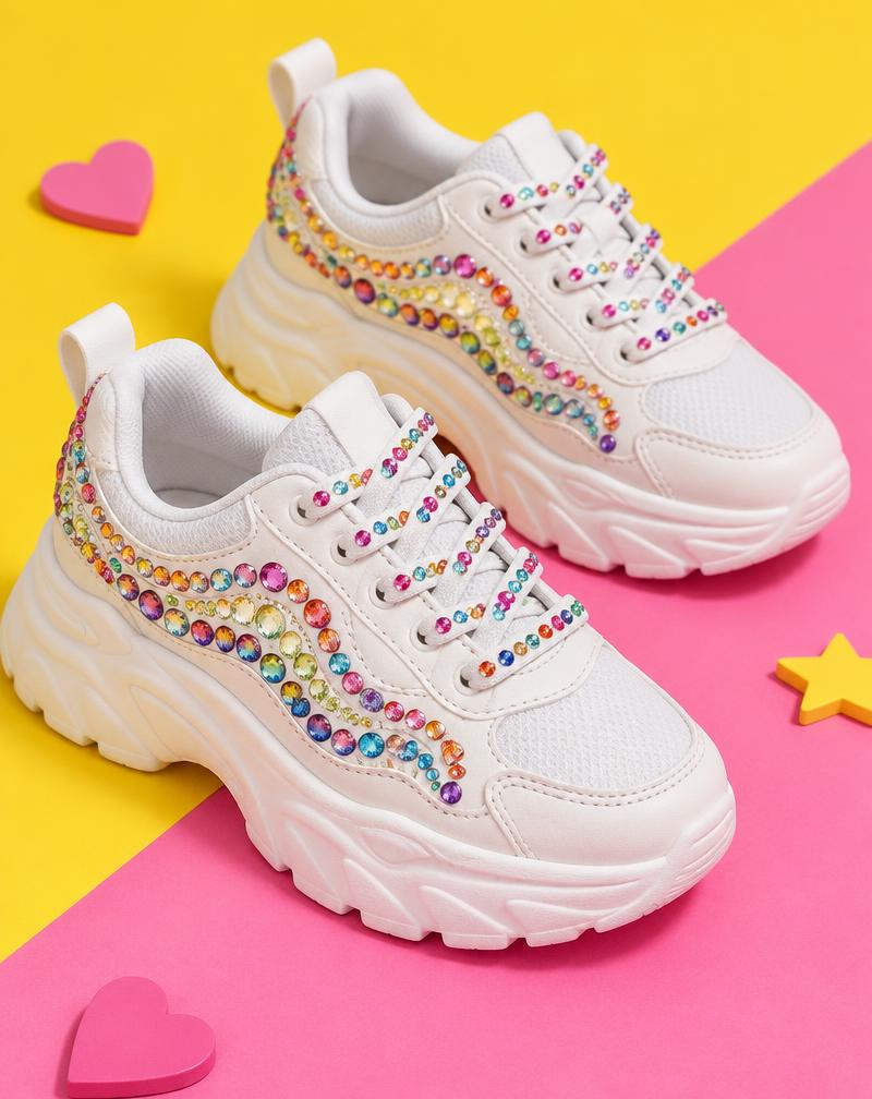 Sneakers bedazzled met Ziveri steentjes